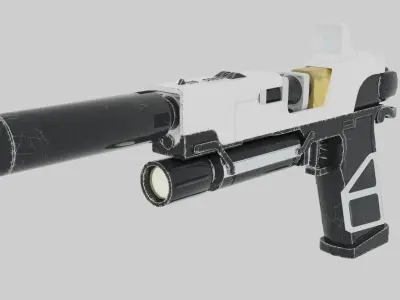 Cyberpunk style pistol PBR Low-poly 3D model