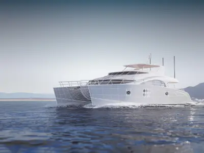 Large luxurious catamaran 3D model