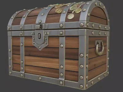 Medieval Wooden Treasure Chest 3D model