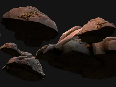 Golden Ore Nugget Gold Mine Mineral Low-poly 3D model