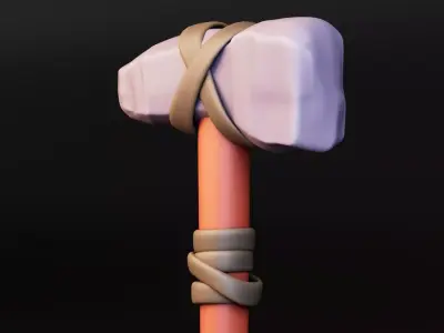 Stylized Stone Hammer Weapon Free low-poly 3D model