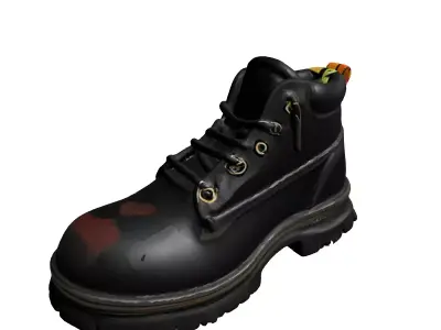 Rugged Black Work Boot 3D Model Low-poly 3D model
