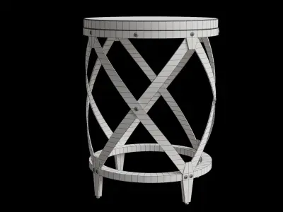 Rustic Industrial Crafted Wood And Metal End Table Low-poly 3D model