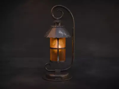 Antique Iron Lantern - Vintage Lamp  Low-poly 3D model