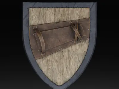 Heater Medieval Shield Low-poly 3D model