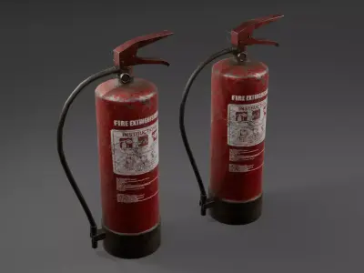 Worn Fire Extinguisher Game Ready PBR Asset Low-poly 3D model