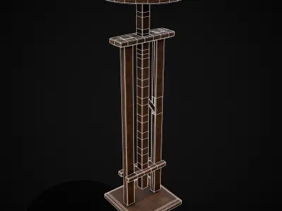 Antique Adjustable Stool Low-poly 3D model