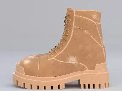 Balenciaga Combat Strike Boots Low-poly 3D model