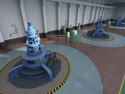 Hydropower Station Turbine Hall 3D model
