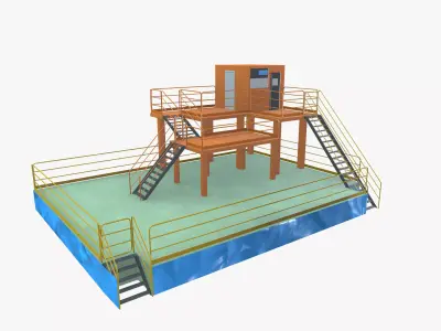 Industrial Control Room Low-poly 3D model
