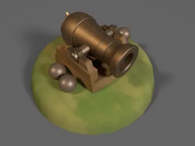 Simple game-ready Cannon Low-poly 3D model