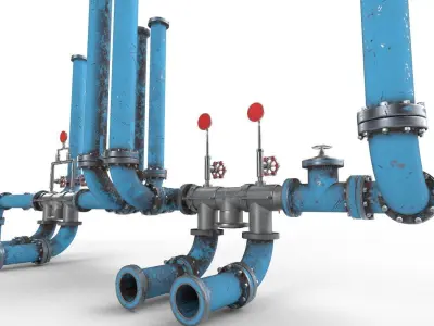 Pipeline2 pipes and valves 3D model