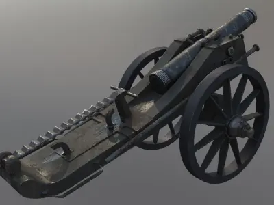cannon cartoon military rigged model 3D model