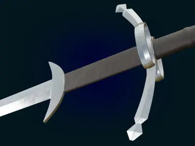 Medieval Realictic Two-Handed Great Sword Middle-poly Game ready 3D model