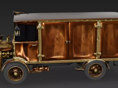 Realistic Steampunk Delivery Truck 3D Model Low-poly 3D model