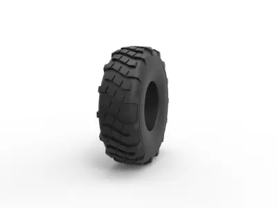 Military truck tire 6 Scale 1 to 25 3D print model