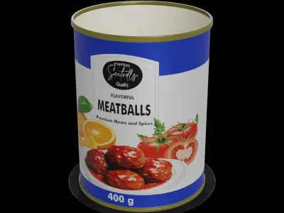 Canned meats and poultry Canned Meatballs Low-poly 3D model