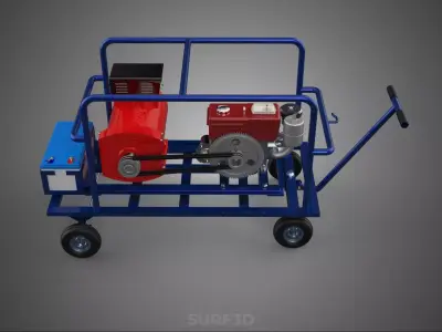 MOBILE DIESEL GENERATOR SET GENSET PUSH PULL HANDLE WAGON CART 3D model