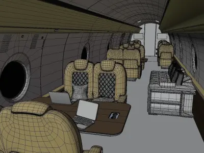 Jet Interior Low-poly 3D model