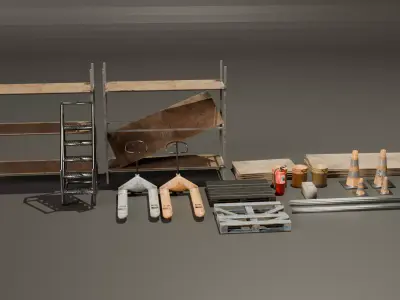 Low Poly Industrial Pack Low-poly 3D model