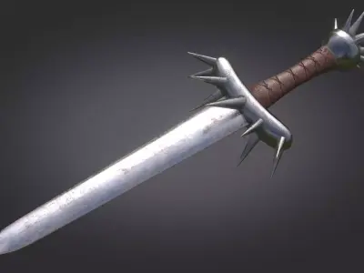 Stylized Medieval Sword melee weapon game ready Low-poly 3D model 2