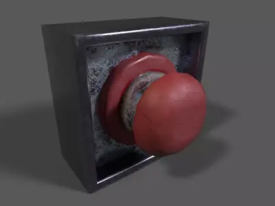 Emergency Stop Button Low-poly 3D model