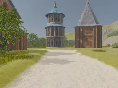 Fantasy Village On A Hill 3D model