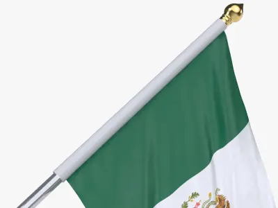 Mexico Cloth Flag Wall Mount Animated 3D model