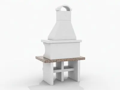  Garden Concrete BBQ Grill 3D Model 