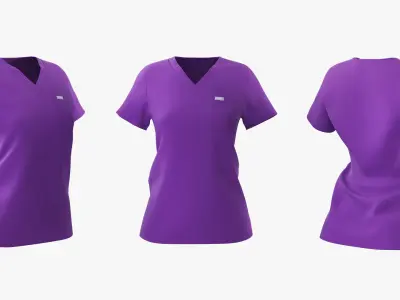 FIGS Catarina One Pocket Scrub Top Purple 3D model