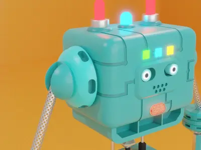 Robot 3D Model toy on wheels 3D model