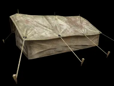 Military Tent - PBR - Textured Low-poly 3D model