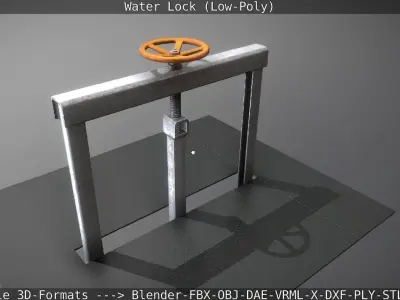 Animated Water Sluice Gate Low-Poly Low-poly 3D model