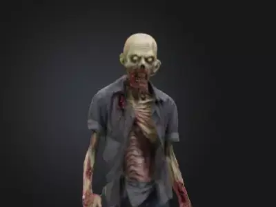 Zombie 3D Model Realistic Horror Sculpture Free 3D print model get