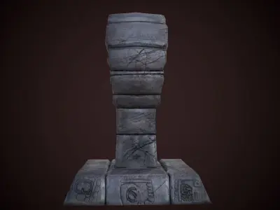 Mayan statue snake Low-poly 3D model