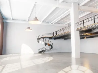 industrial loft and office building blender scene 3D model