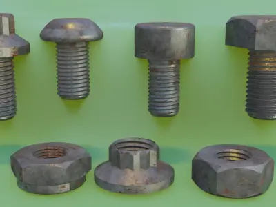 Bolts nuts pack 3D model