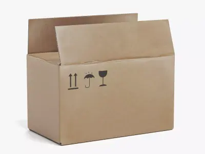 Cardboard Box V1 - Parcel Package with Symbols - Rigged 3D model