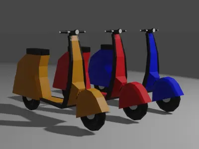 Scooter LowPoly three colorful scooters Low-poly 3D model