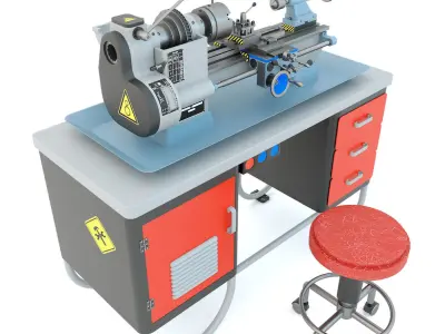 MN-80 Industrial desktop lathe machine tool 3D model