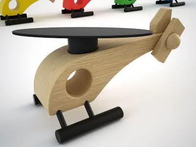 Wooden Helicopter Toy Set Low-poly 3D model