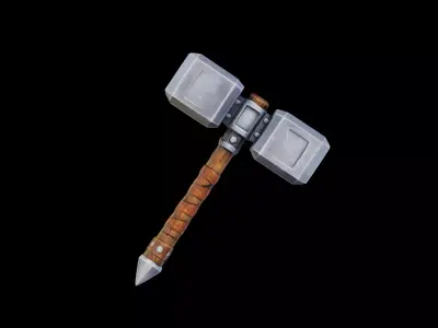 Stylized Warrior Hammer - Game Ready Low-poly 3D model
