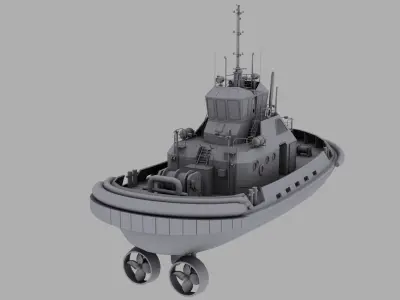 Tug Boat Low-poly 3D model