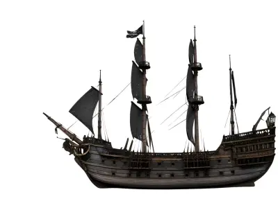 Pirate Ship Realistic Wooden Galleon 3D model