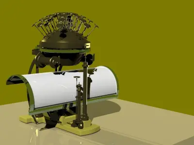 Antique typewriter Low-poly 3D model