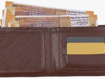 India 200 Rupee Wallet Money Purse 3D model
