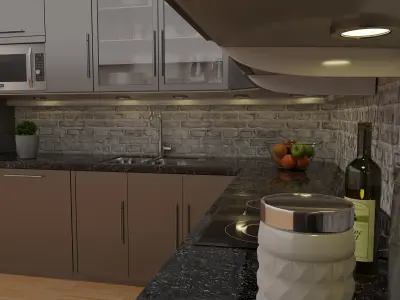 Modern Interior 3D Kitchen Iron Style 3D model