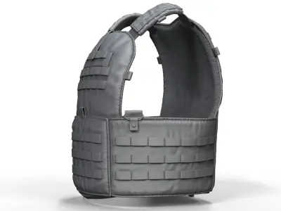 Military Tactical Bulletproof Plate Carrier Vest - High Poly 3D model