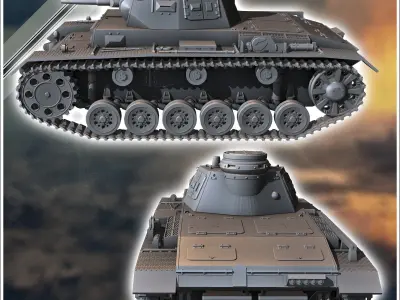 Panzer III Ausf E - miniatures tabletop scenery 3D print model