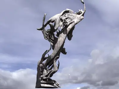 Dantes Angel flame statue 4  3D model